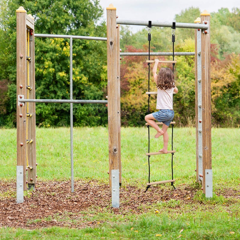 MONT PLEASANT Rope Ladder for Kids Climbing Obstacle Wooden Swing Rope Ladder with 2 Hooks for Kids Climbing Game Hanging Ladder for Swing Accessories, Playground, Play Set - Image 3